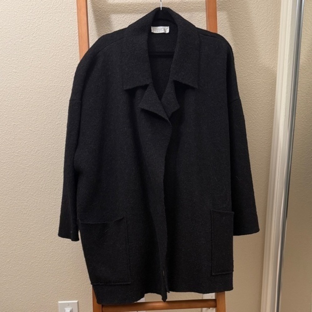Gispa Donna Italy alpaca draped Black Oversized Coat size large made in ITALY